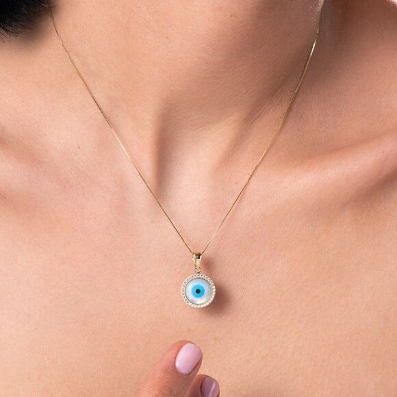 14k real Evil Eye Charm | Pendant for Good Luck & Protection | Birthday | - Picture 4 of 4